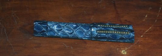 Celeris Sporerbeskyttere Royal Blue Faux Croc Gloss